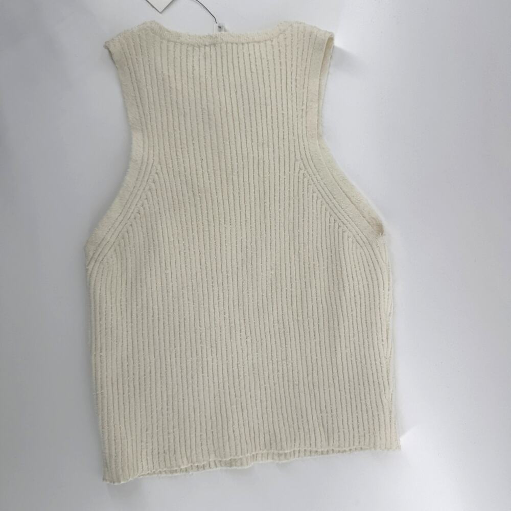 A.L.C. Lucy Rib Knit Tank Top Sz XL NWT $295 Viscose Crew Neck Chevron Top - Picture 4 of 7